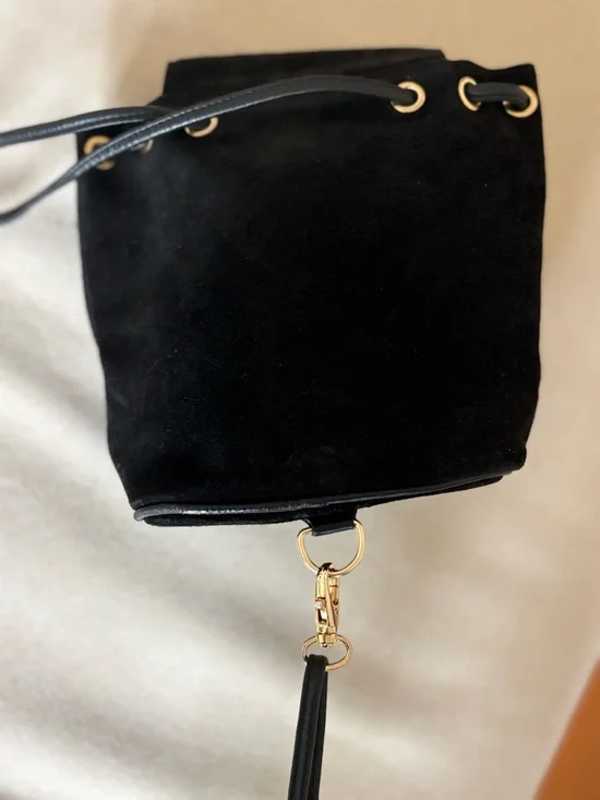 Paloma Picasso Black Suede Convertible Mini Backpack with Gold Hardware - Picture 3 of 6